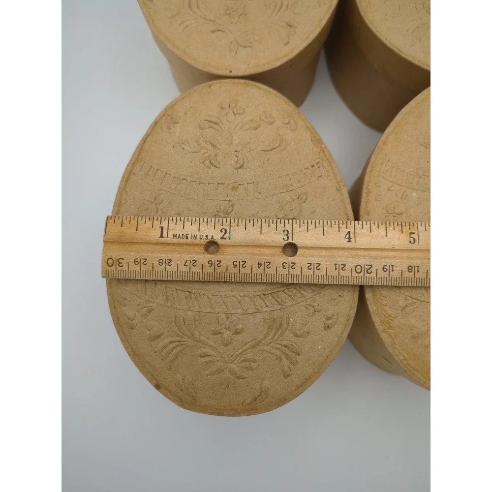 Vintage‎ y2K Brown Paperboard Boxes Easter Egg Shape Embossed Bunnies for Crafts
